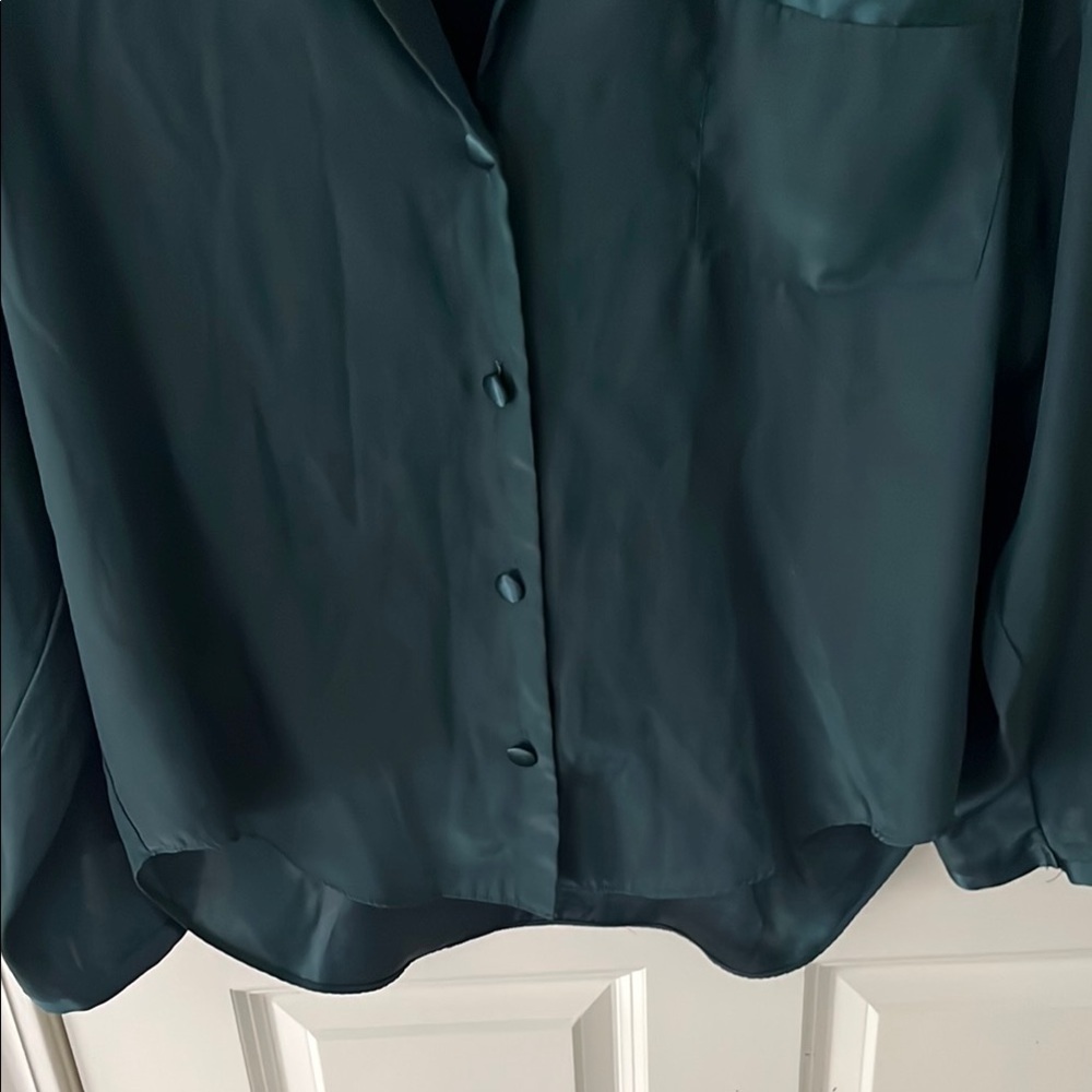 VTG Victoria's Secret Emerald Green Silky Pajama Set Sz Small - Picture 4 of 10